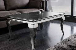Design Couchtisch MODERN BAROCK 100cm schwarz anthrazit chrom Keramik Marmor