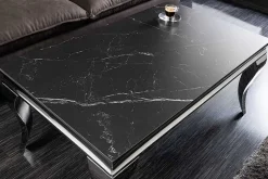 Design Couchtisch MODERN BAROCK 100cm schwarz anthrazit chrom Keramik Marmor