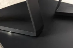 Design Couchtisch MOVEMENT rost Pentagon drehbar Travertin Keramik schwarz Metall