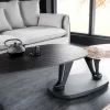 Design Couchtisch MOVEMENT schwarz rund drehbar Pandora Keramik Metallgestell