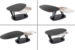Design Couchtisch MOVEMENT schwarz rund drehbar Pandora Keramik Metallgestell