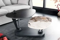 Design Couchtisch MOVEMENT schwarz rund drehbar Pandora Keramik Metallgestell