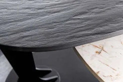 Design Couchtisch MOVEMENT schwarz rund drehbar Pandora Keramik Metallgestell