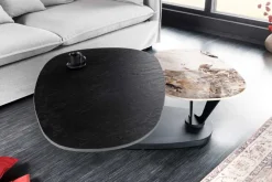 Design Couchtisch MOVEMENT schwarz rund drehbar Pandora Keramik Metallgestell