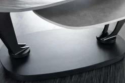 Design Couchtisch MOVEMENT schwarz grau rund drehbar Keramik Metallgestell
