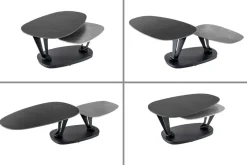 Design Couchtisch MOVEMENT schwarz grau rund drehbar Keramik Metallgestell