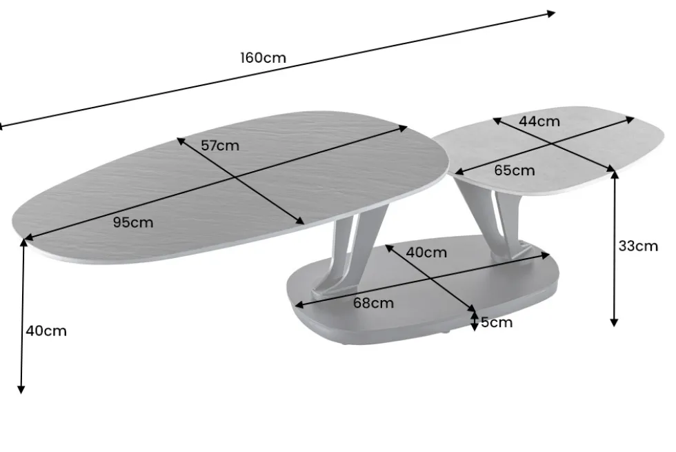 Design Couchtisch MOVEMENT schwarz grau rund drehbar Keramik Metallgestell