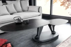 Design Couchtisch MOVEMENT schwarz grau rund drehbar Keramik Metallgestell