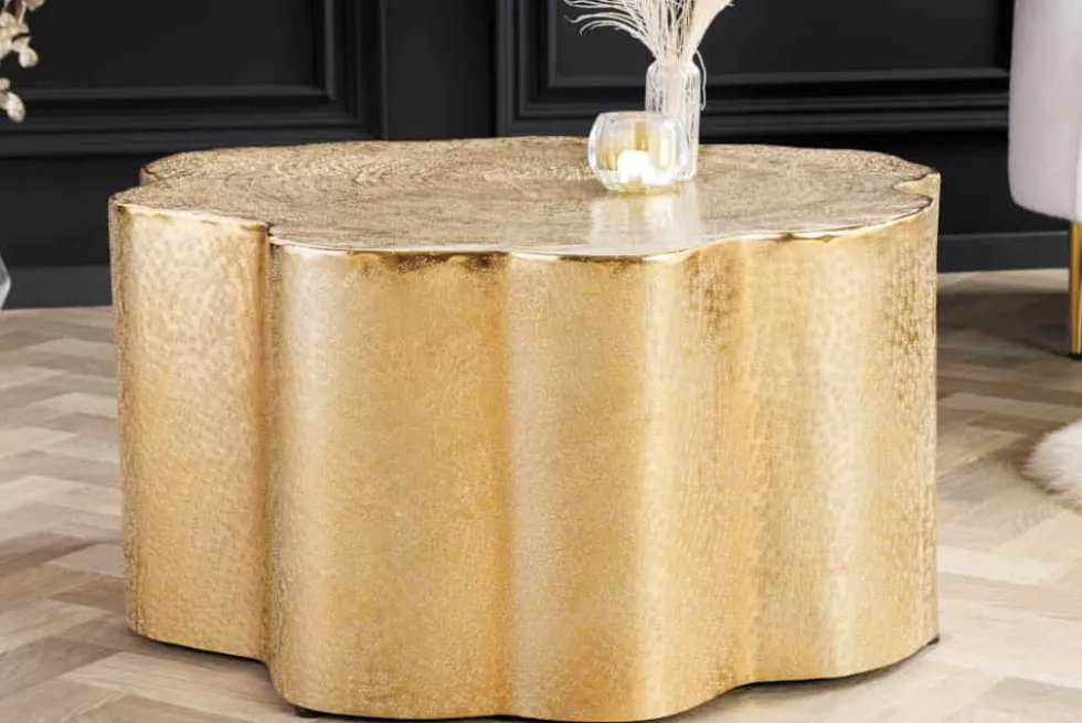 Design Couchtisch ORGANIC ORIENT 75cm gold Handarbeit