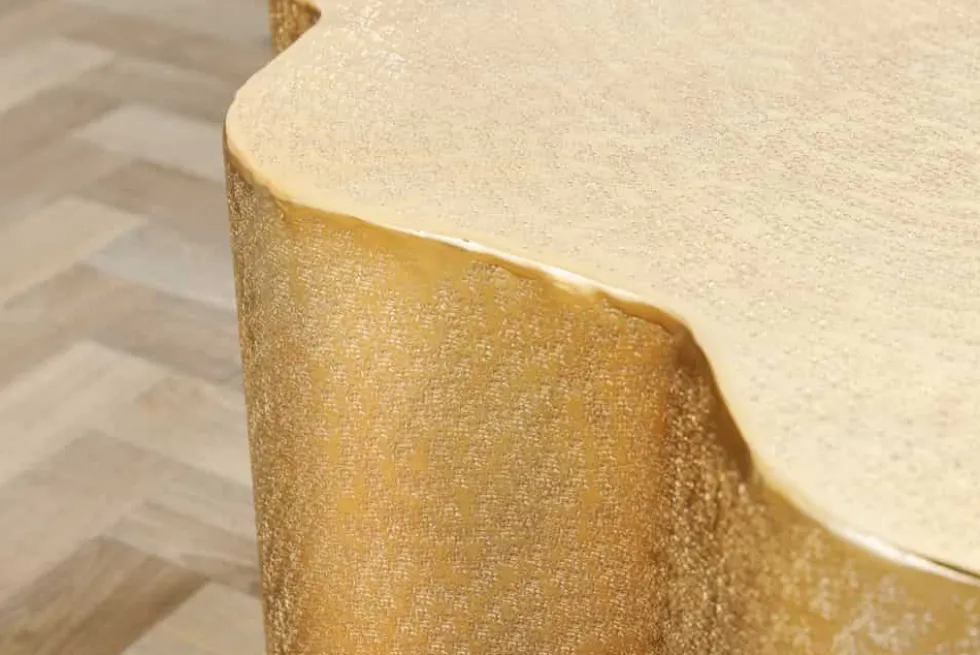 Design Couchtisch ORGANIC ORIENT 75cm gold Handarbeit