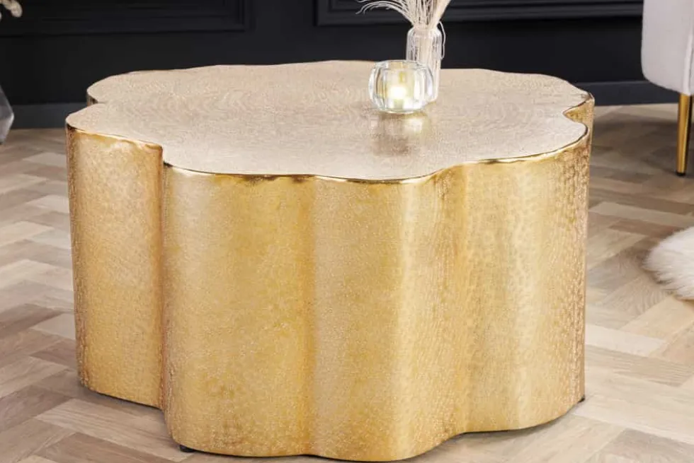 Design Couchtisch ORGANIC ORIENT 75cm gold Handarbeit