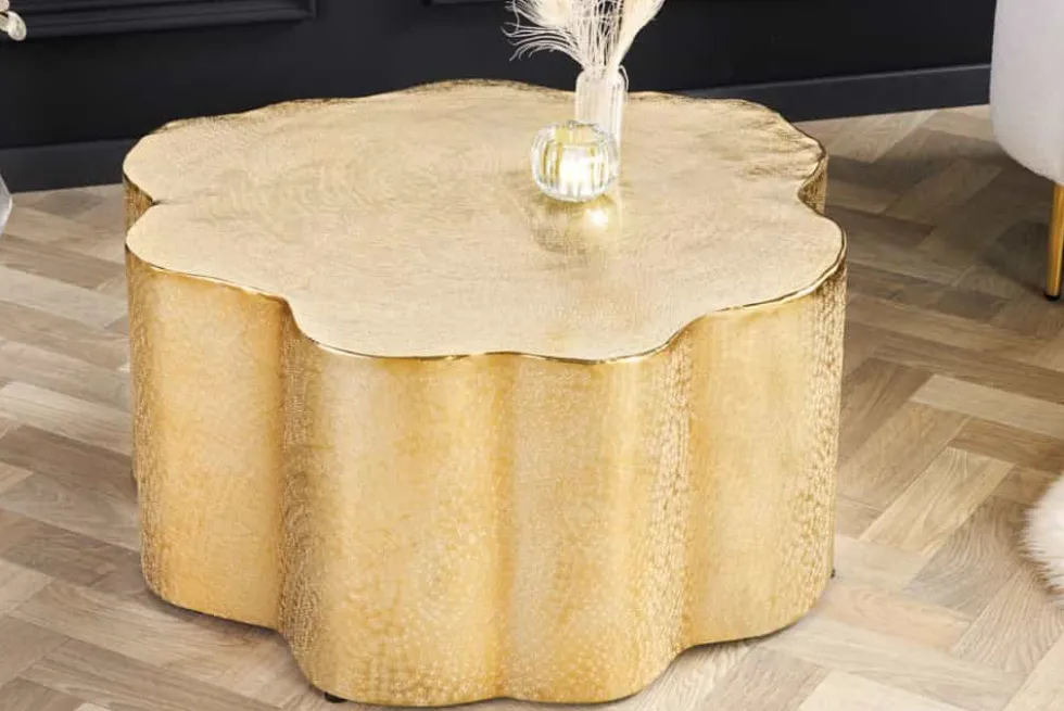 Design Couchtisch ORGANIC ORIENT 75cm gold Handarbeit