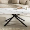 Design Couchtisch OSAKA 110cm weiß Keramik schwarz Sterngestell Metall