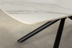 Design Couchtisch OSAKA 110cm weiß Keramik schwarz Sterngestell Metall
