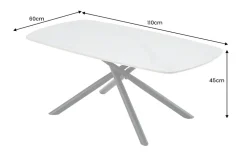 Design Couchtisch OSAKA 110cm weiß Keramik schwarz Sterngestell Metall