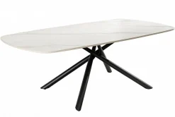 Design Couchtisch OSAKA 110cm weiß Keramik schwarz Sterngestell Metall