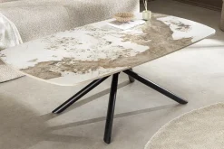 Design Couchtisch OSAKA 110cm weiß schwarz Pandora Keramik mit Sterngestell
