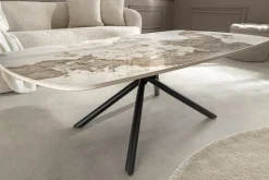 Design Couchtisch OSAKA 110cm weiß schwarz Pandora Keramik mit Sterngestell