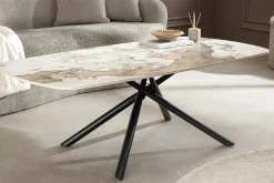 Design Couchtisch OSAKA 110cm weiß schwarz Pandora Keramik mit Sterngestell