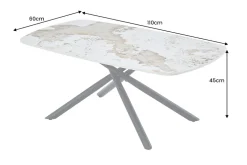 Design Couchtisch OSAKA 110cm weiß schwarz Pandora Keramik mit Sterngestell