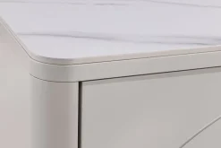 Design Couchtisch SAVOY 120cm kaschmir weiß Keramik Marmor mit Schubladen