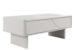 Design Couchtisch SAVOY 120cm kaschmir weiß Keramik Marmor mit Schubladen