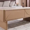 Design Couchtisch SAVOY 120cm grau beige greige Keramik Travertin mit Schublade
