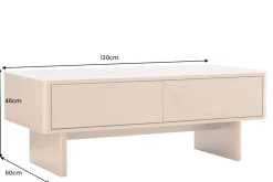 Design Couchtisch SAVOY 120cm grau beige greige Keramik Travertin mit Schublade