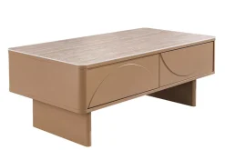 Design Couchtisch SAVOY 120cm grau beige greige Keramik Travertin mit Schublade