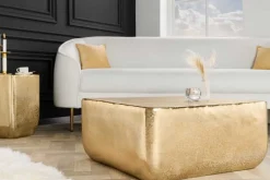 Design Couchtisch UNIT 70cm gold Metall Hammerschlag handmade