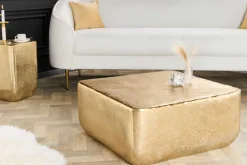 Design Couchtisch UNIT 70cm gold Metall Hammerschlag handmade