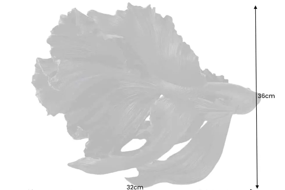 Design Deko Figur Kampffisch CROWNTAIL 35cm schwarz Betta Fisch Skulptur