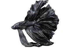 Design Deko Figur Kampffisch CROWNTAIL 35cm schwarz Betta Fisch Skulptur