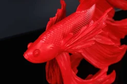 Design Deko Figur Kampffisch CROWNTAIL 35cm rot Betta Fisch Skulptur