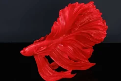 Design Deko Figur Kampffisch CROWNTAIL 35cm rot Betta Fisch Skulptur
