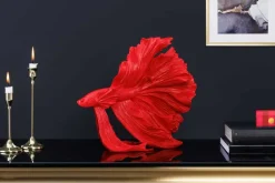 Design Deko Figur Kampffisch CROWNTAIL 35cm rot Betta Fisch Skulptur