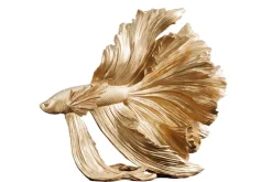 Design Deko Figur Kampffisch CROWNTAIL 35cm gold Betta Fisch Skulptur