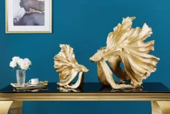 Design Deko Figur Kampffisch CROWNTAIL 35cm gold Betta Fisch Skulptur