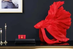 Design Deko Figur Kampffisch CROWNTAIL 65cm rot Betta Fisch Skulptur