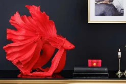 Design Deko Figur Kampffisch CROWNTAIL 65cm rot Betta Fisch Skulptur