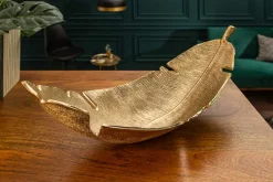 Design Deko Schale GOLD LEAF 65cm gold Blatt Design Metall Handarbeit