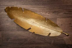 Design Deko Schale GOLD LEAF 65cm gold Blatt Design Metall Handarbeit