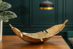 Design Deko Schale GOLD LEAF 65cm gold Blatt Design Metall Handarbeit