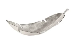 Design Deko Schale SILVER LEAF 65cm silber Blatt Design Metall Handarbeit