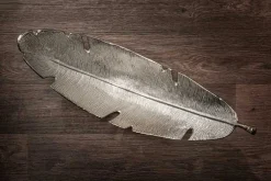 Design Deko Schale SILVER LEAF 65cm silber Blatt Design Metall Handarbeit