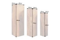 Design Deko Säule 3er Set MAKASSAR 80cm braun Sheesham stone finish Handarbeit