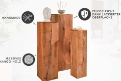 Design Deko Säule 3er Set MAKASSAR 80cm Mangoholz Handarbeit