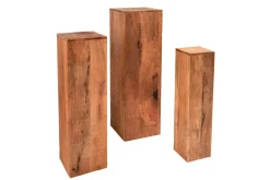 Design Deko Säule 3er Set MAKASSAR 80cm Mangoholz Handarbeit