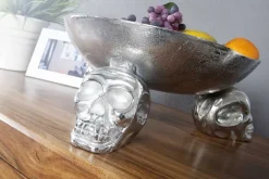 Design Deko-Schale SKULL 35cm silber Aluminium Totenkopf