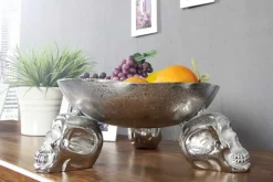 Design Deko-Schale SKULL 35cm silber Aluminium Totenkopf